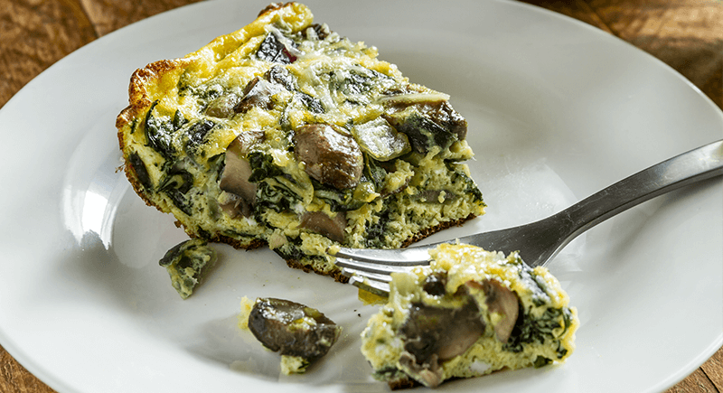 Torta salata di funghi Champignon, spinaci e ricotta