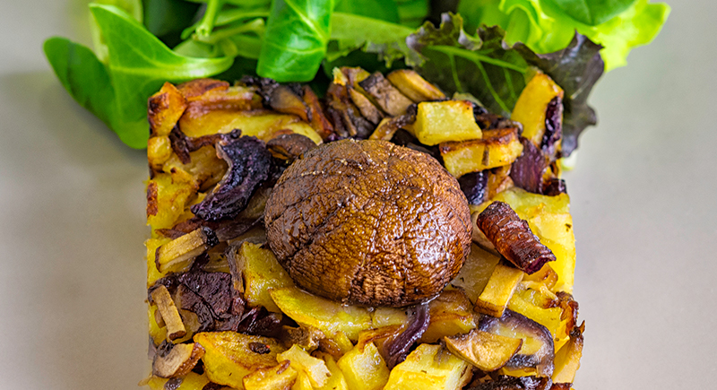 Tortino di patate con funghi crema