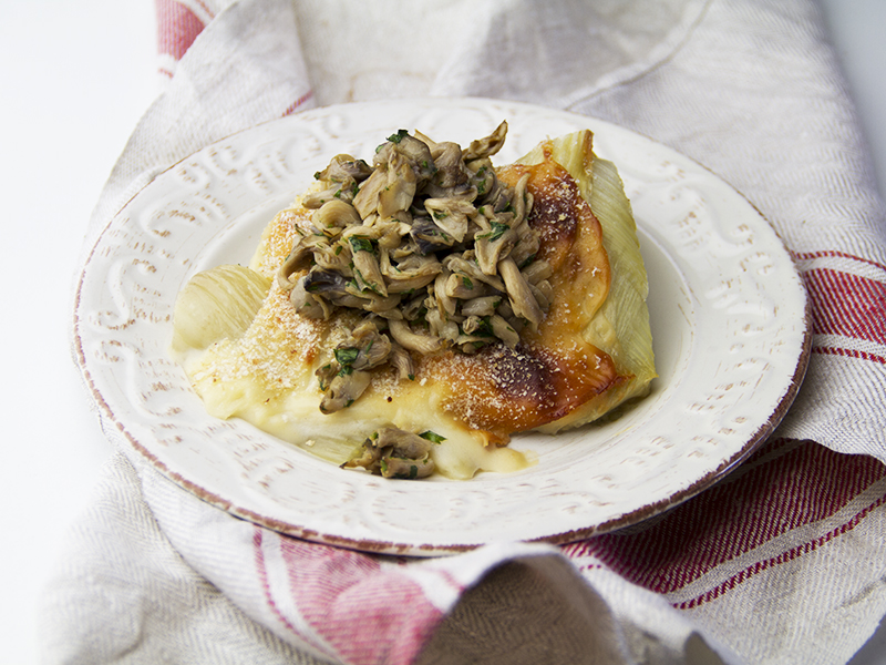 Funghi trifolati con finocchi al forno