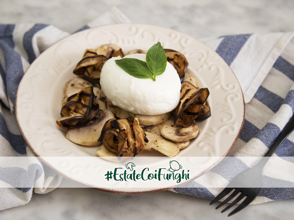 Insalata di funghi e melanzane con bufala