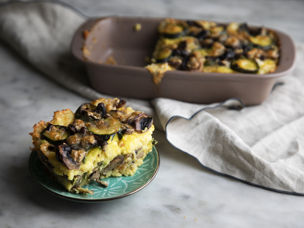 Gateau di patate, funghi e zucchine